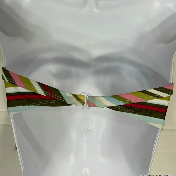 Daffy Waterwear Bikini Bandeau Swim Top Size L Womens Striped Triange fits M - Picture 4 of 7